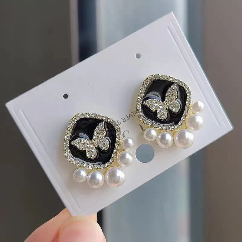 ButterflyPearlStudsEarings