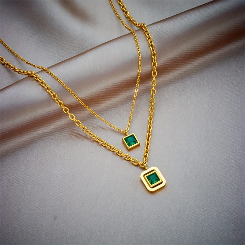Double Layer Emerald Necklace