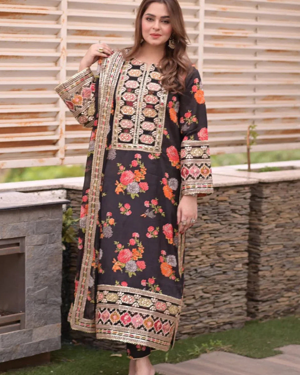 Dhanak Embroided 3 Piece